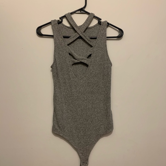 Gray Ribbed Bodysuit - Picture 2 of 4